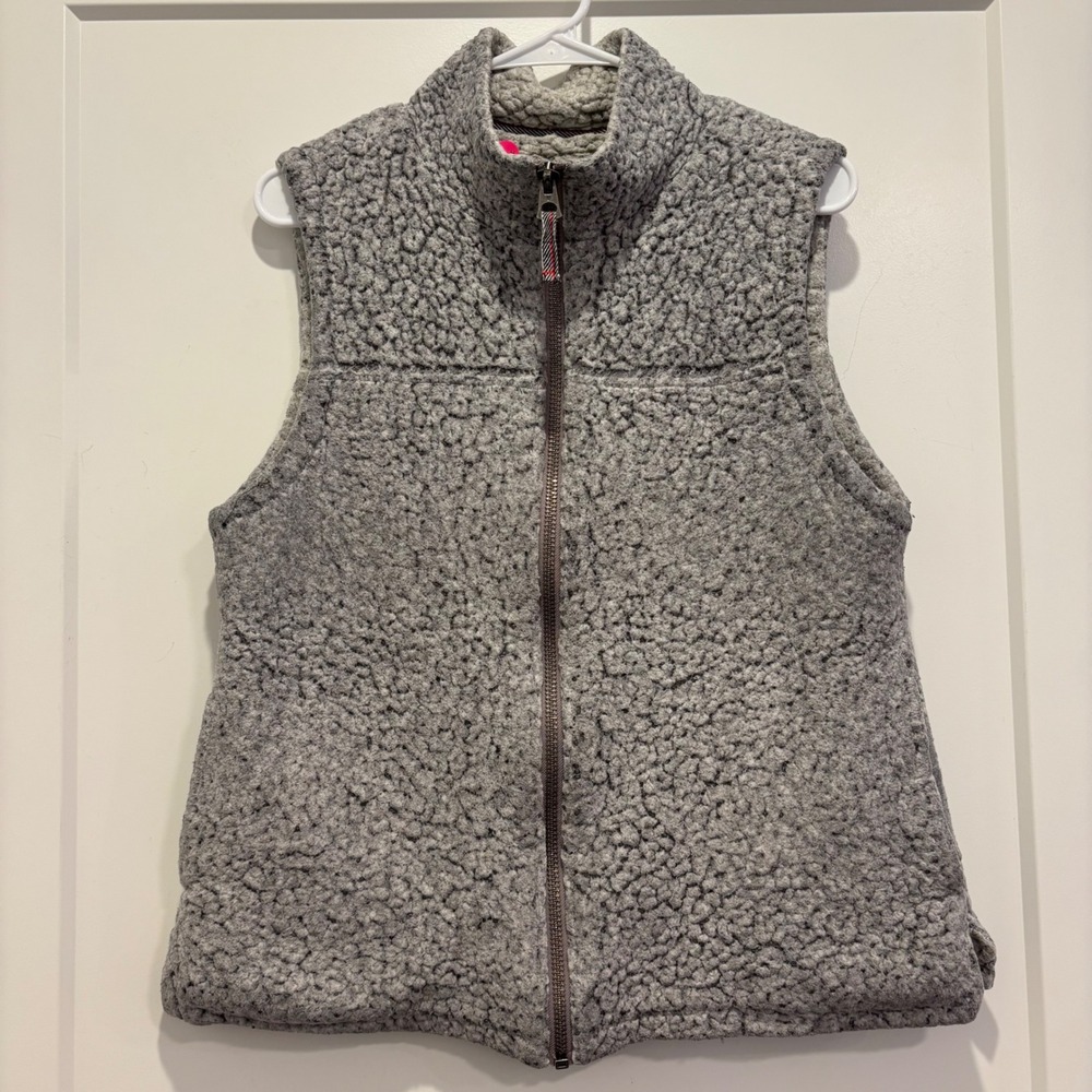 Dylan Los Angeles Women's Grey Sherpa Fleece Full Zip Vest Size L